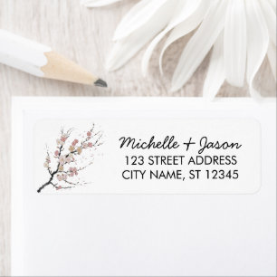 Trendy Cherry Blossom Tree Branch Retouradres Etiket
