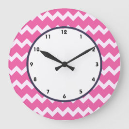 trendy chevron cerise white retro klok roze