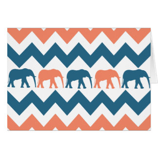 Trendy Chevron Elephants Coral Blue Stripe Pattern