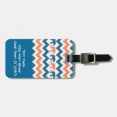 Trendy Chevron Elephants Coral Blue Stripe Pattern Bagagelabel (Voorkant horizontaal)