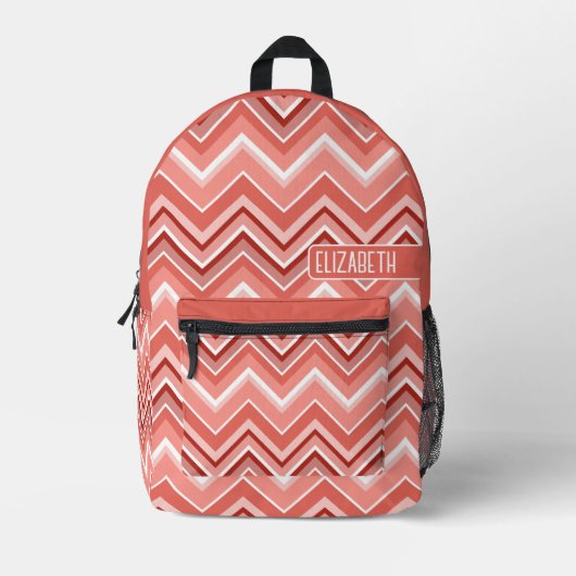 Trendy Chevron Pattern, groot naamblok koraal Bedrukte Rugzak (Voorkant)