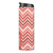 Trendy Chevron Pattern, groot naamblok koraal Thermosbeker (Geroteerd rechts)