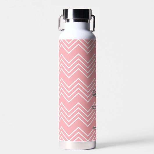 Trendy Chevron Pattern grote scriptnaam pastel Waterfles (Voorkant)
