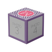 Trendy Chevron Pattern met Monogram - Roze Paars Kubus (Achter hoekig)