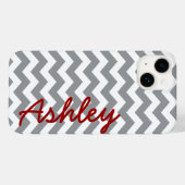 Trendy Chevron Pattern met naam - rood grijs Case-Mate iPhone Case (Achterkant (horizontaal))