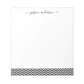 Trendy Chevron Zigzag Girly Script Modern Black Notitieblok (Voorkant)