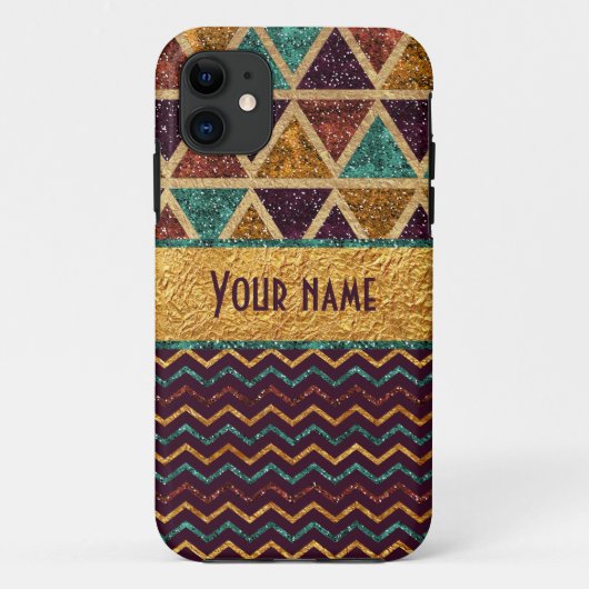 Trendy Chevrons Triangles Faux Gold Foil Glitter Case-Mate iPhone Case (Achterkant)