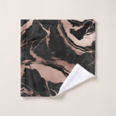 Trendy Chic Black Rose Gold Marble (Gant de toilette)