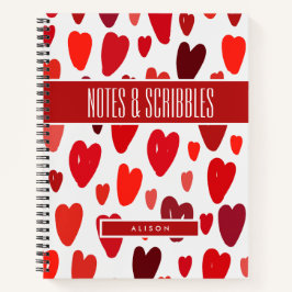 Trendy Chic BOHO Red Hearts Onderwerp Notitieboek