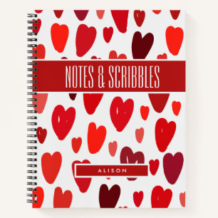 Trendy Chic BOHO Red Hearts Onderwerp Notitieboek