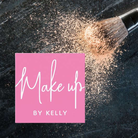 Trendy Chic Bold Pink Script make up kunstenaar Vierkante Visitekaartje