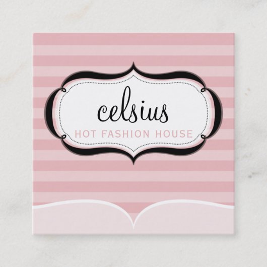 TRENDY chic boutique CARTE DE VISITE rayure rose (Devant)