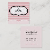 TRENDY chic boutique CARTE DE VISITE rayure rose (Devant / Derrière)