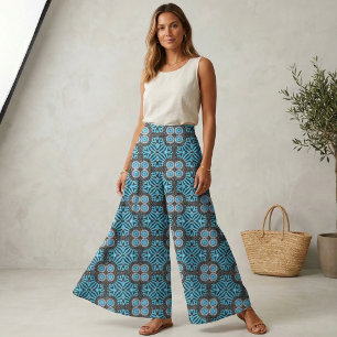 Trendy Chic Geometric Black en Turquoise Pattern Stof