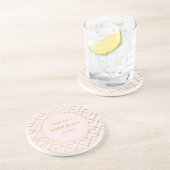 Trendy Chic Geometric Golden Blush Tegels Patroon Zandsteen Onderzetter (Zijkant)