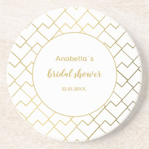 Trendy Chic Geometrisch Goud Wit Zandsteen Onderzetter