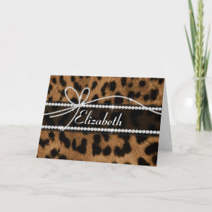 Trendy chic girly bruine leopard notitiekaartje