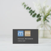 Trendy Chic Grey Blue Beige Monogram Visitekaartje (Staand voorkant)