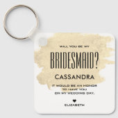 Trendy Chic Modern Gold Blush Bridesmaid Voorstel Sleutelhanger (Voorkant)