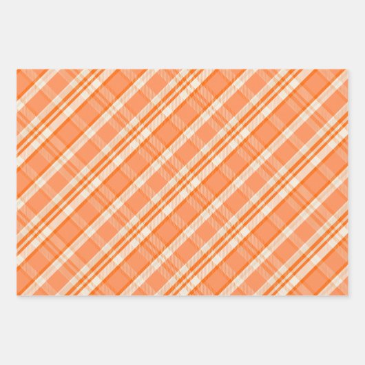 Trendy & Chic Orange & Cream Plaid Patterns Inpakpapier Vel (Voorkant 2)