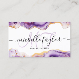 Trendy Chic Paarse Monogram Make-up Kunstenaar Haa Visitekaartje