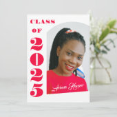 Trendy Chic Roze Script Afstudeer Open Huis Kaart (Staand voorkant)