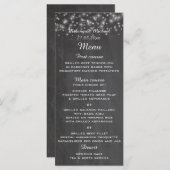 Trendy chic sparkles chalkboard trouwmenu menu (Voorkant / Achterkant)