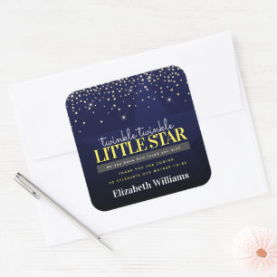 Trendy Chic Twinkle Little Star Baby shower Vierkante Sticker