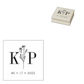 Trendy Chic Wedding Wildflower Initialen Monogram Rubberstempel (Gestempeld)