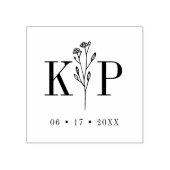 Trendy Chic Wedding Wildflower Initialen Monogram Rubberstempel (Afrduk)