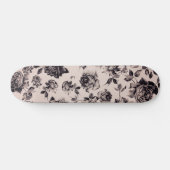 Trendy Chic White en Black Elegant Floral Skateboard (Horizontaal)
