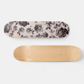 Trendy Chic White en Black Elegant Floral Skateboard (Horizontaal)
