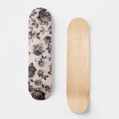 Trendy Chic White en Black Elegant Floral Skateboard (Voorkant)