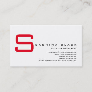 Trendy Chic White Red Monogram Visitekaartje