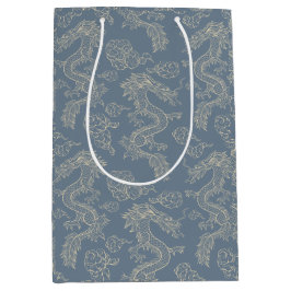 Trendy Chinoiserie Lunar Celebrations Dragon Gold Medium Cadeauzakje