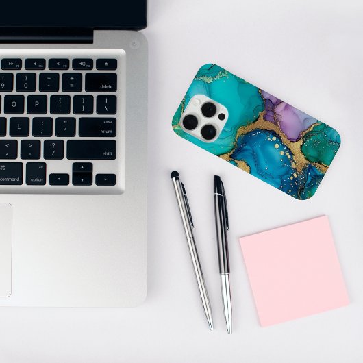 Trendy chique Blauwgroen wervelingen iPhone Case