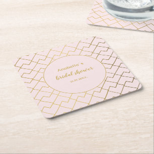 Trendy Chique Geometrische Gouden Roze Roos Vierkante Kartonnen Onderzetter