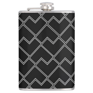 Trendy chique geometrische zwart-wit heupfles