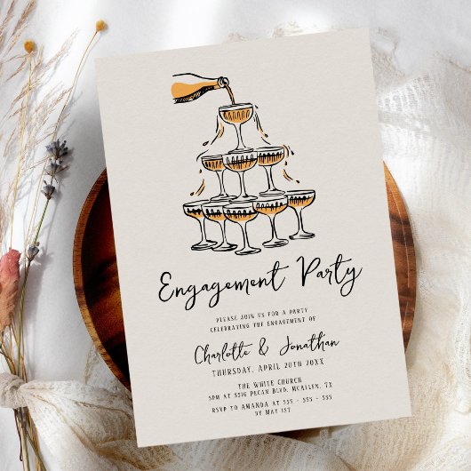 Trendy chique hand getrokken verlovingsfeest kaart