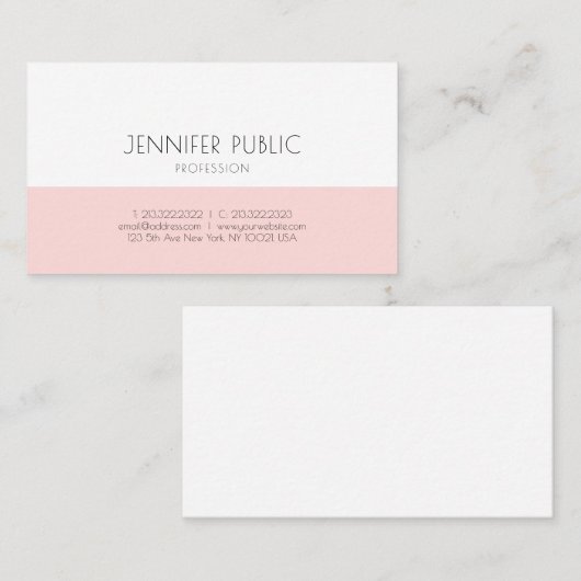 Trendy Chique Monogram Eenvoudig Blush Roze Plain Visitekaartje (Voorkant / Achterkant)