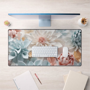 Trendy chique zachte lichte pastel 3D bloemen Bureaumat