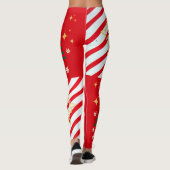 Trendy Christmas Candy Cane Rood Wit Strepen Leggings (Achterkant)