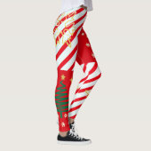 Trendy Christmas Candy Cane Rood Wit Strepen Leggings (Rechts)