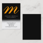 Trendy chubby black yellow monogram visitekaartje (Voorkant / Achterkant)