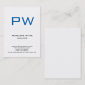 Trendy chubby modern gewoon wit monogram visitekaartje (Voorkant / Achterkant)