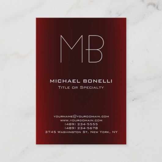 Trendy chubby modern red background visitekaartje (Voorkant)