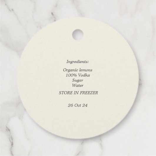 Trendy Citroenen Thuisgemaakte Limoncello Fleslabe Bedankjes Labels (Achterkant)