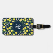 Trendy Citrus Citrus Bloemenmonogram Bagagelabel (Voorkant horizontaal)
