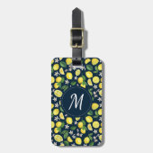 Trendy Citrus Citrus Bloemenmonogram Bagagelabel (Voorkant verticaal)