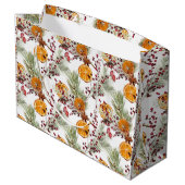 Trendy Citrus Oranje Pine Berry Kerstfeestdag Groot Cadeauzakje (Achterkant Gekanteld)